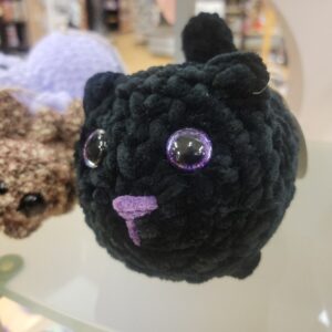 Cute Purple Eyes Crochet Black Cat